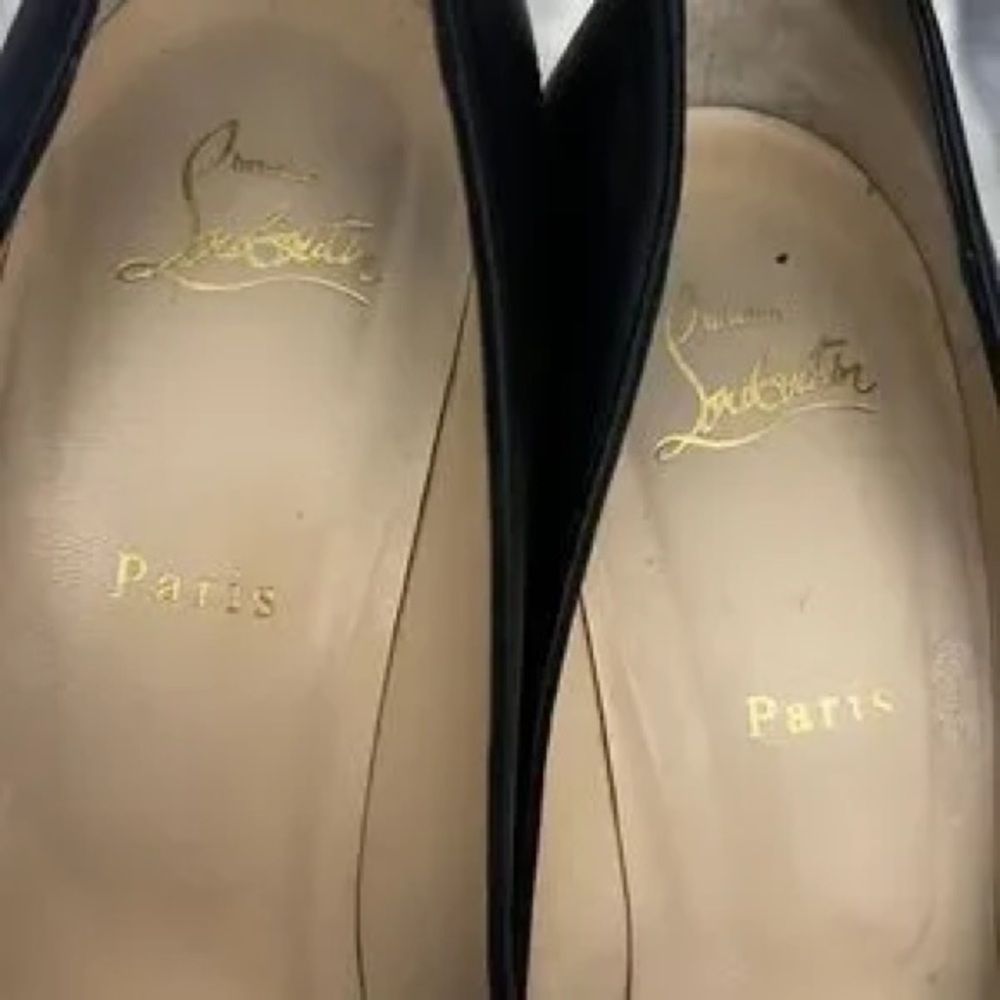 Christian Louboutin Black Peep-Toe Platform Heels size 7 - Picture 2 of 7